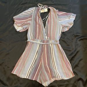 Open Back Striped Romper